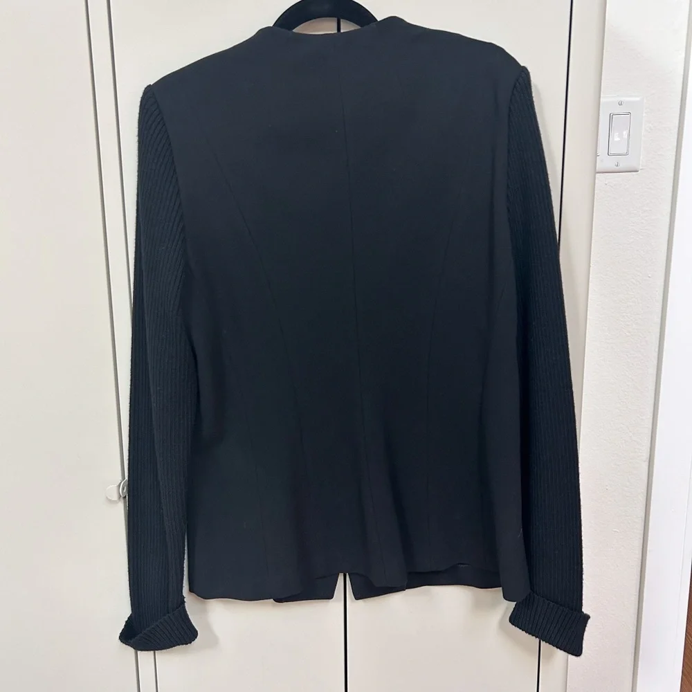 LAFAYETTE 148 Women Black Extrafine Wool Sweater sleeves jacket blazer - sz L - Picture 2 of 14
